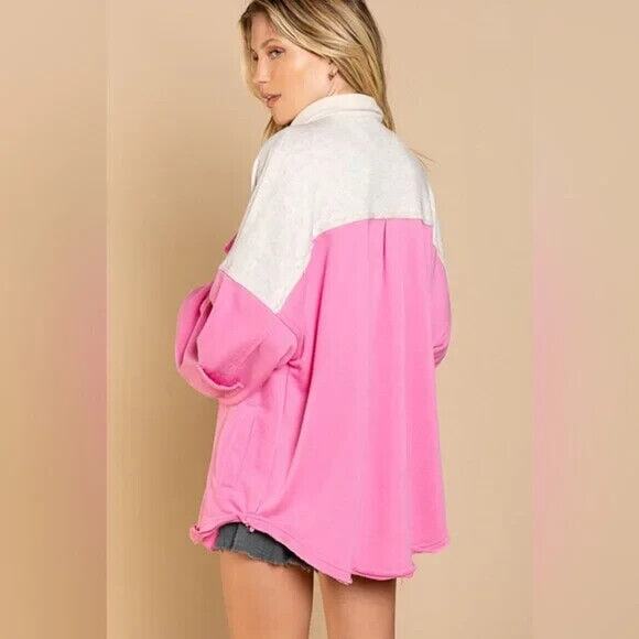 New Anthropologie  POL Jacket Womens Small Pink Color Raw Hem Long Sleeve - Picture 4 of 9